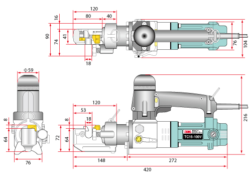 size diagram electric rebar cutter
