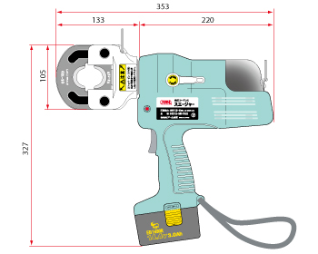 Cordless Swager size diagram 2